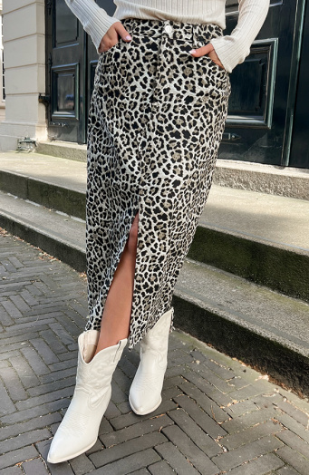 Denim Spijkerrok Yves Leopard