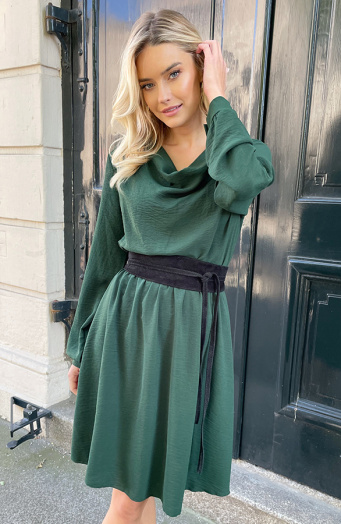 Dress Waterval Hals Xara Emerald