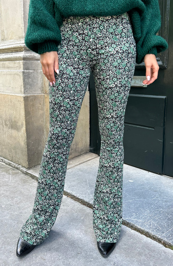 Janine Flared Broek Bloemen Mint